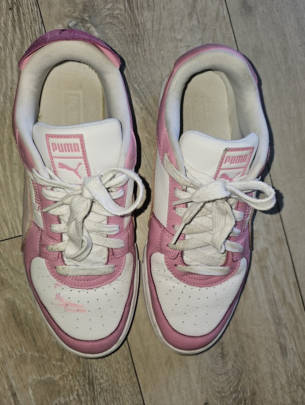 Puma Pink and White Lace-Up Sneakers